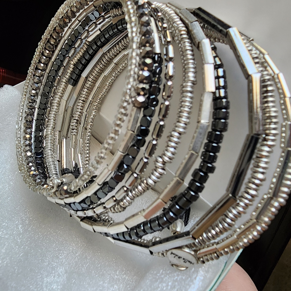 Stella & Dot Silver Black Modern Bracelets
